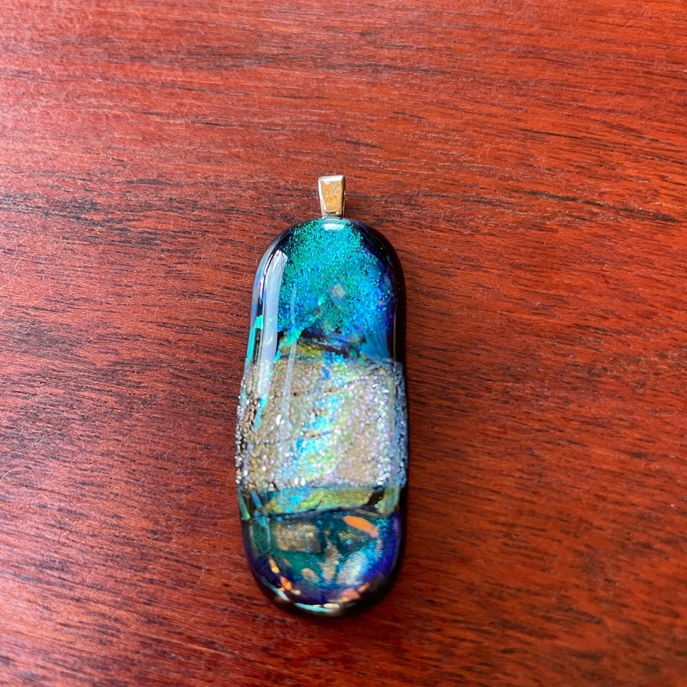 Glass pendant- blue, purple, gray